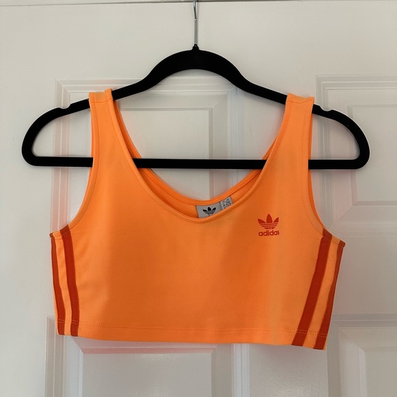 Adidas Originals 3 Stripe Cropped Tank Top Bright Orange US XS - Picture 5 of 16